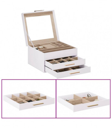 vidaXL Jewellery Box 3-Layer White 23x20.5x14 cm