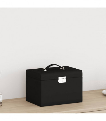 vidaXL Jewellery Box 3-Layer with Mirror Lockable Black 26x18x17.5 cm