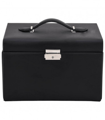 vidaXL Jewellery Box 3-Layer with Mirror Lockable Black 26x18x17.5 cm