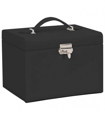 vidaXL Jewellery Box 4-Layer with Mirror Lockable Black 22.5x17.5x16.5 cm