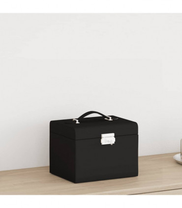 vidaXL Jewellery Box 4-Layer with Mirror Lockable Black 22.5x17.5x16.5 cm