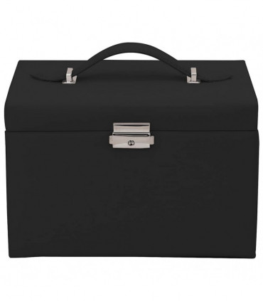 vidaXL Jewellery Box 4-Layer with Mirror Lockable Black 22.5x17.5x16.5 cm