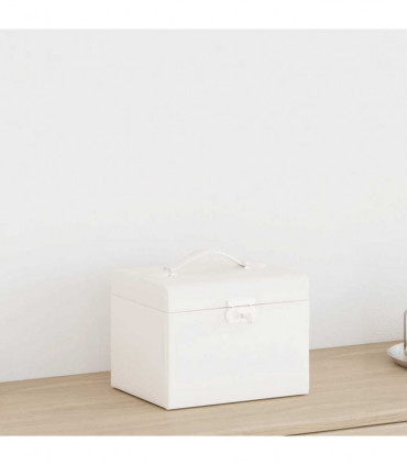 vidaXL Jewellery Box 4-Layer with Mirror Lockable White 22.5x17.5x16.5 cm