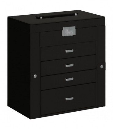 vidaXL Jewellery Box 5-Layer with Mirror Lockable Black