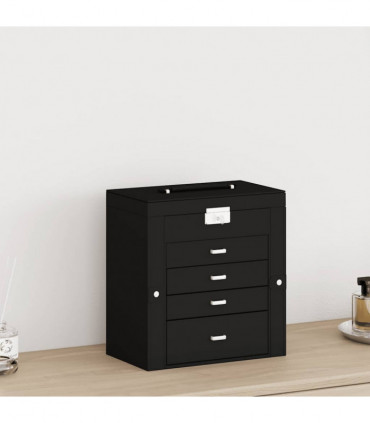 vidaXL Jewellery Box 5-Layer with Mirror Lockable Black