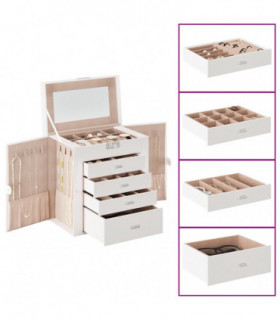 vidaXL Jewellery Box 5-Layer with Mirror Lockable White