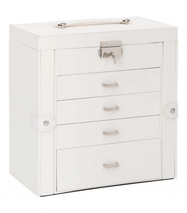 vidaXL Jewellery Box 5-Layer with Mirror Lockable White