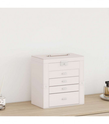 vidaXL Jewellery Box 5-Layer with Mirror Lockable White