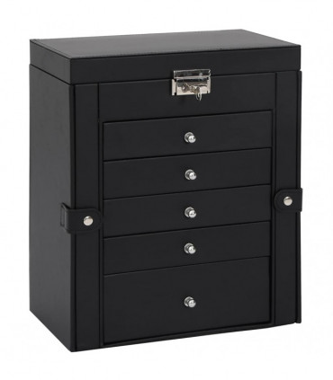 vidaXL Jewellery Box 6-Layer with Mirror Lockable Black