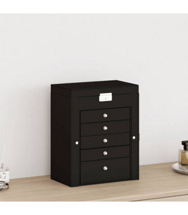 vidaXL Jewellery Box 6-Layer with Mirror Lockable Black