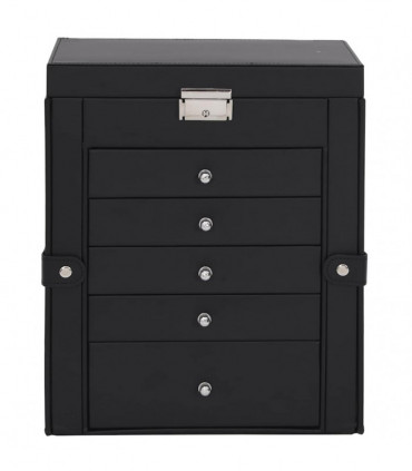 vidaXL Jewellery Box 6-Layer with Mirror Lockable Black