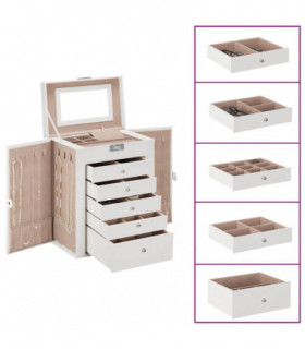 vidaXL Jewellery Box 6-Layer with Mirror Lockable White