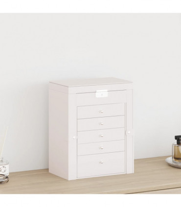 vidaXL Jewellery Box 6-Layer with Mirror Lockable White