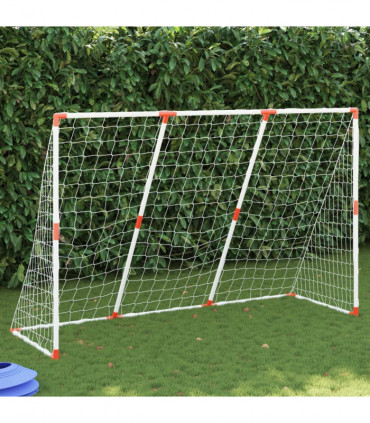 vidaXL Kids' Football Goal with Balls 2-in-1 White 184x64x124 cm