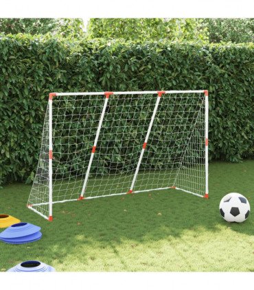 vidaXL Kids' Football Goal with Balls 2-in-1 White 184x64x124 cm