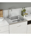 vidaXL Kitchen Sink with Drainer Set Silver 500x600x155 mm Stainless Steel
