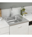 vidaXL Kitchen Sink with Drainer Set Silver 600x600x155 mm Stainless Steel