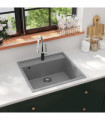 vidaXL Kitchen Sink with Overflow Hole Grey Granite