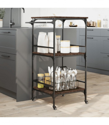 vidaXL Kitchen Trolley Brown Oak 60.5x50x105 cm Engineered Wood