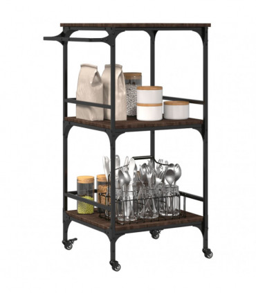 vidaXL Kitchen Trolley Brown Oak 60.5x50x105 cm Engineered Wood