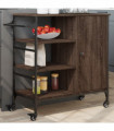 vidaXL Kitchen Trolley Brown Oak 87.5x38.5x84.5 cm Engineered Wood