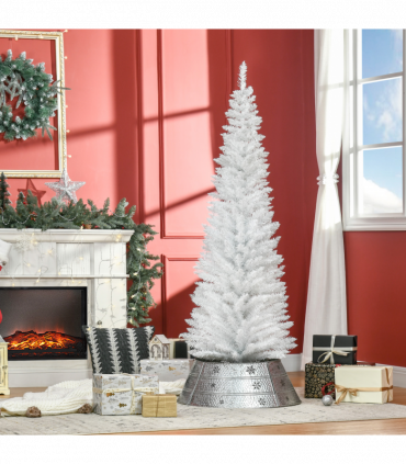 1.8m 6ft Artificial Pine Pencil Slim Christmas Tree with 390 Branch Tips White