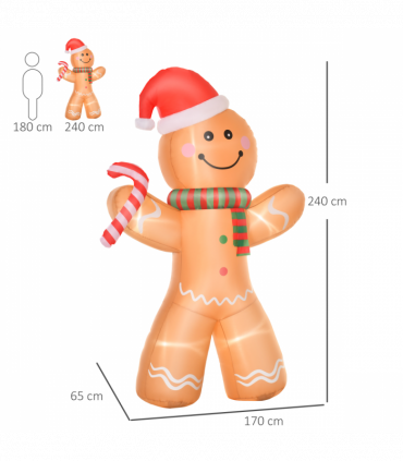 8ft Christmas Inflatable Gingerbread Man Lighted Indoor Outdoor