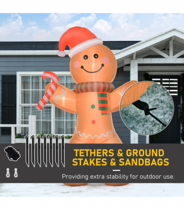 8ft Christmas Inflatable Gingerbread Man Lighted Indoor Outdoor