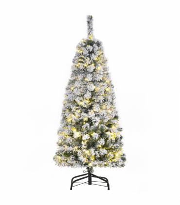 4 Feet Prelit Artificial Snow Flocked Christmas Tree Warm LED Light Green White
