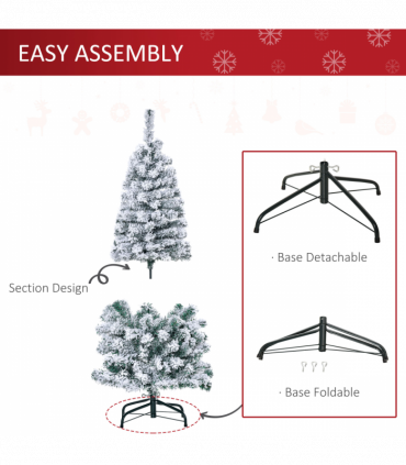 4 Feet Prelit Artificial Snow Flocked Christmas Tree Warm LED Light Green White