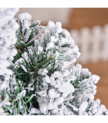 4 Feet Prelit Artificial Snow Flocked Christmas Tree Warm LED Light Green White