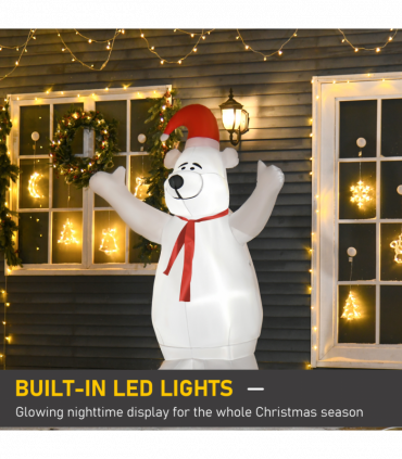 6ft Tall Outdoor Inflatable Bear Airblown Projection Holiday Christmas Lawn