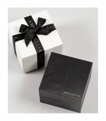 Amelia Austin Ladies Bamboo Black Leather Strap Green Stone Set Etched Dial Watch AA2014