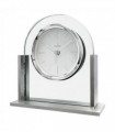 Acctim Mantel Clock / Silver Tone & Glass Battery 'Wootton' 37057