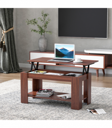 Coffee Table, 50/63H cm-Natural Wood Grain Colour