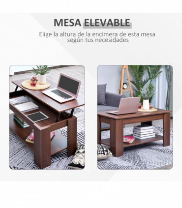 Coffee Table, 50/63H cm-Natural Wood Grain Colour