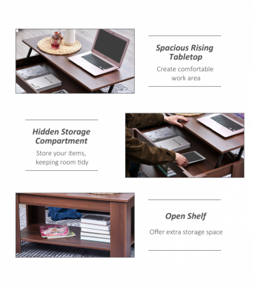 Coffee Table, 50/63H cm-Natural Wood Grain Colour