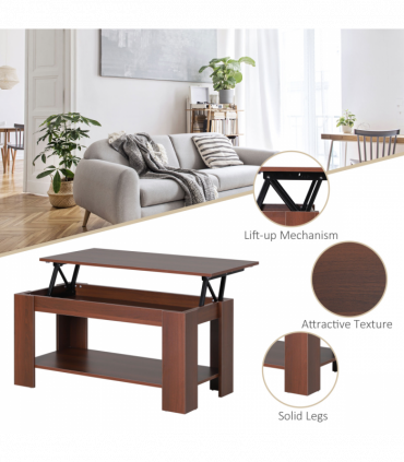 Coffee Table, 50/63H cm-Natural Wood Grain Colour