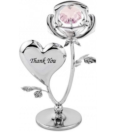 Crystocraft Thank You Rose Crystal Ornament with Swarovski Elements with Pink Crystal, Gift Boxed