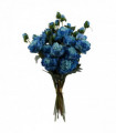 6 x 55cm Blue Peony Artificial Flower Stems - 24 flowers 18 buds