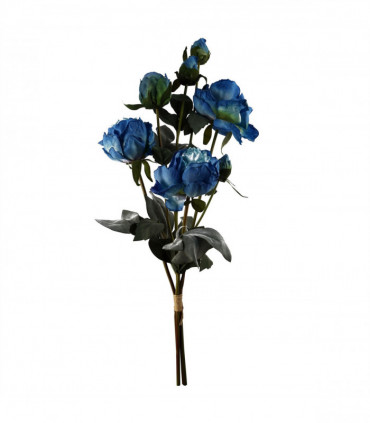 6 x 55cm Blue Peony Artificial Flower Stems - 24 flowers 18 buds