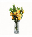 60cm Yellow Rose Artificial Flowers Glass Vase