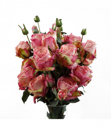 6 x 60cm Pink Rose Artificial Flower Sprays - 24 Flowers 18 Buds