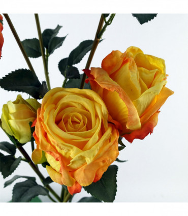 6 x 60cm Yellow Rose Artificial Flower Sprays - 24 Flowers 18 Buds
