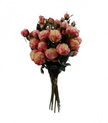 6 x 55cm Pink Peony Artificial Flower Stems - 24 flowers 18 buds