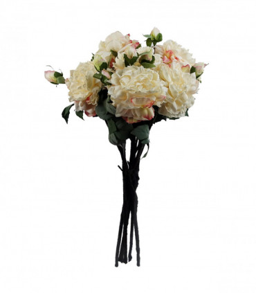 6 x 60cm Peony Artificial Flower Cream - 6 flowers 18 buds