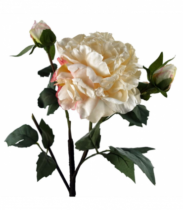 6 x 60cm Peony Artificial Flower Cream - 6 flowers 18 buds