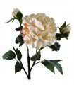 60cm Peony Artificial Flower Cream - 1 Flower 3 Buds