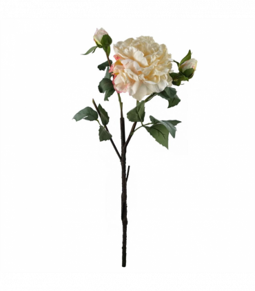 60cm Peony Artificial Flower Cream - 1 Flower 3 Buds