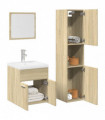 vidaXL 4 Piece Bathroom Furniture Set Sonoma Oak Engineered Wood
